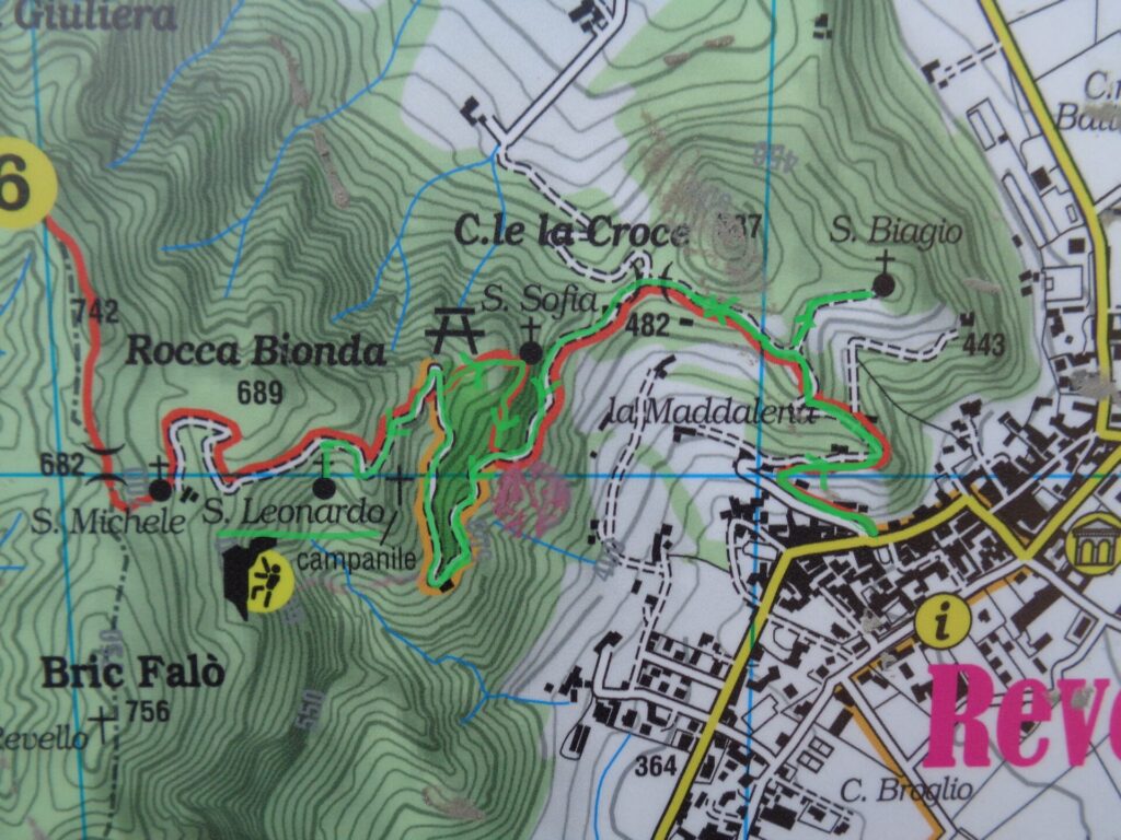l' itinerario segnato in verde sulla cartina Orizzonte Monviso